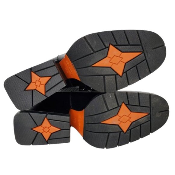 Santoni Leather Lace Up Block Heel Combat Boots - Picture 6 of 8